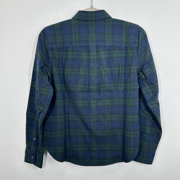J.Crew Embellished Plaid Flannel Shirt Blue Green Size 4‎ Button Down Top NWT - Picture 9 of 9